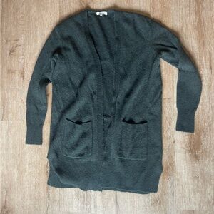 Madewell deep green wool blend Open-Front Cardigan with pockets size Small